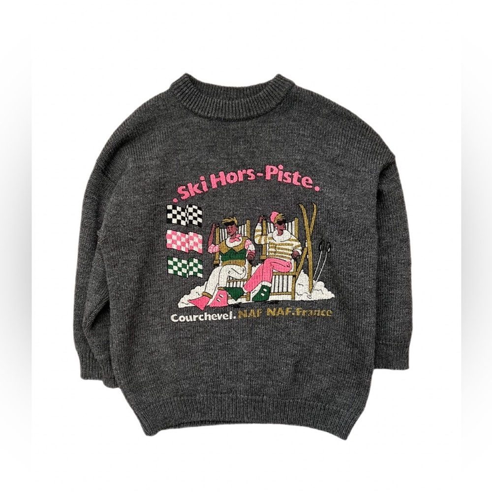 Vintage Courchevel Ski Hors Piste Wool Sweater France L